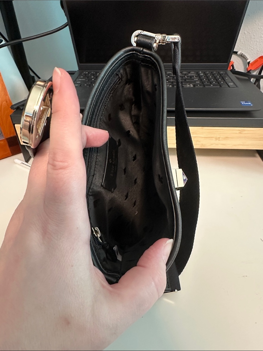 kate spade Black Bucket Crossbody with Gold-Tone Emblem - Picture 3 of 9